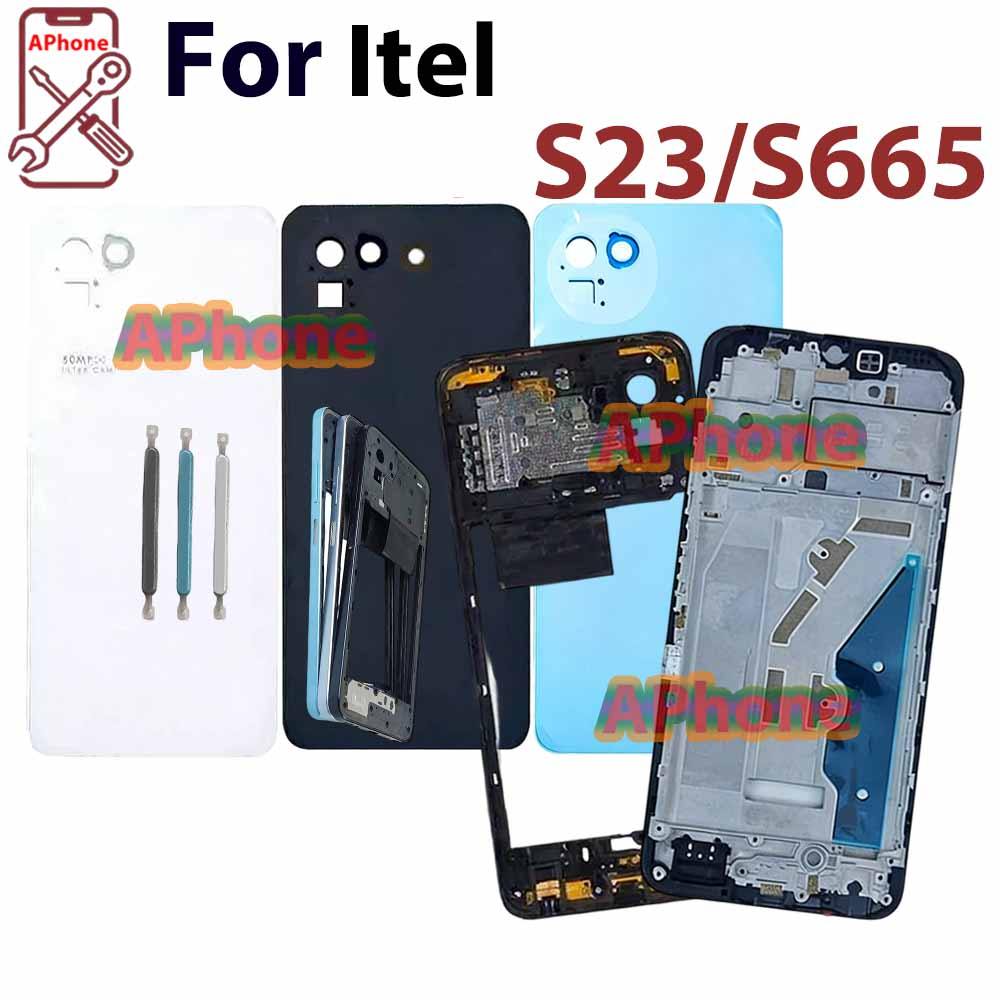 สําหรับ Itel S23 S665L ฝาหลังกรอบกลางกรอบด้านหน้า