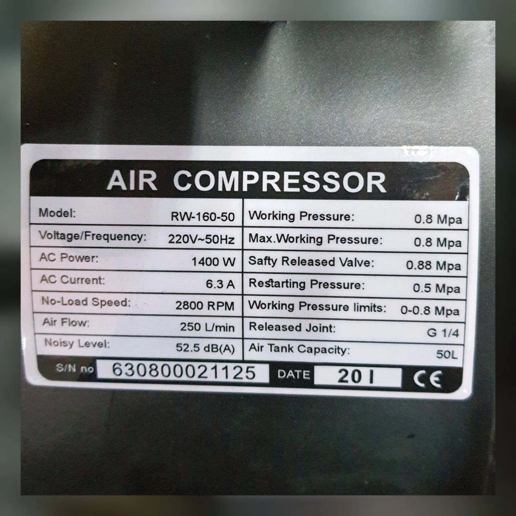 ROWEL ปั๊มลมโรตารี่ RW-AC-160-50 1400วัตต์ 2แรงม้า 50ลิตร thumbnail 4