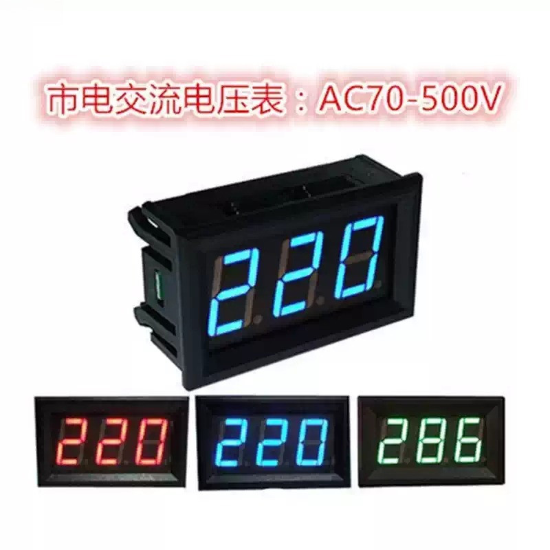 จอแสดงผลดิจิตอล LED Two-Line AC โวลต์มิเตอร์ 2 เส้นโวลต์มิเตอร์แบบดิจิตอล AC220V City ไฟฟ้า 70V ~ 50