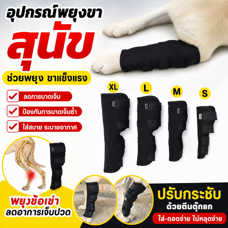 สนับเข่าสัตว์เลี้ยงสำหรับสุนัขและแมว ช่วยฟื้นฟูหลังผ่าตัด ป้องกันข้อต่อ ใส่สบาย ใช้งานได้ทั้งในบ้านและนอกบ้าน