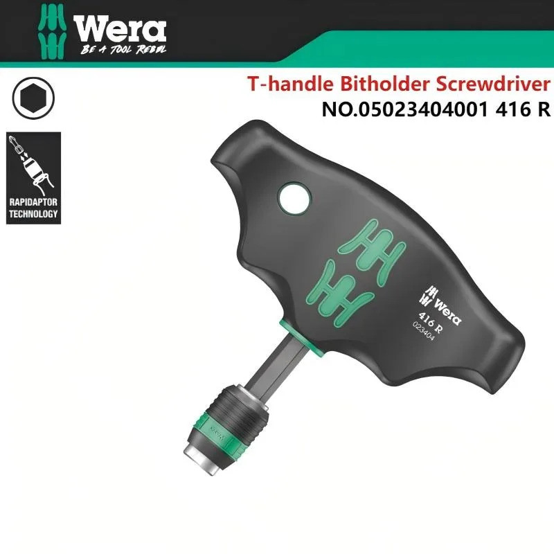 เวียร่า 05023404001 416 R T-Handle ไขควง Quick Coupler เข้า 1/4 x 45 มม. พร้อมแม่เหล็กแรงสูง แรงบิดส