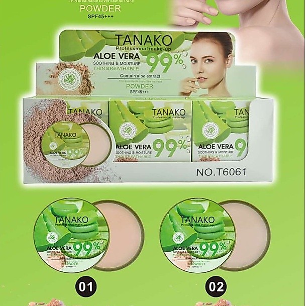 T6061 แป้งพัฟว่านหางจระเข้99% TANAKO คุมมัน กันน้ำ Aloe Vera Powder