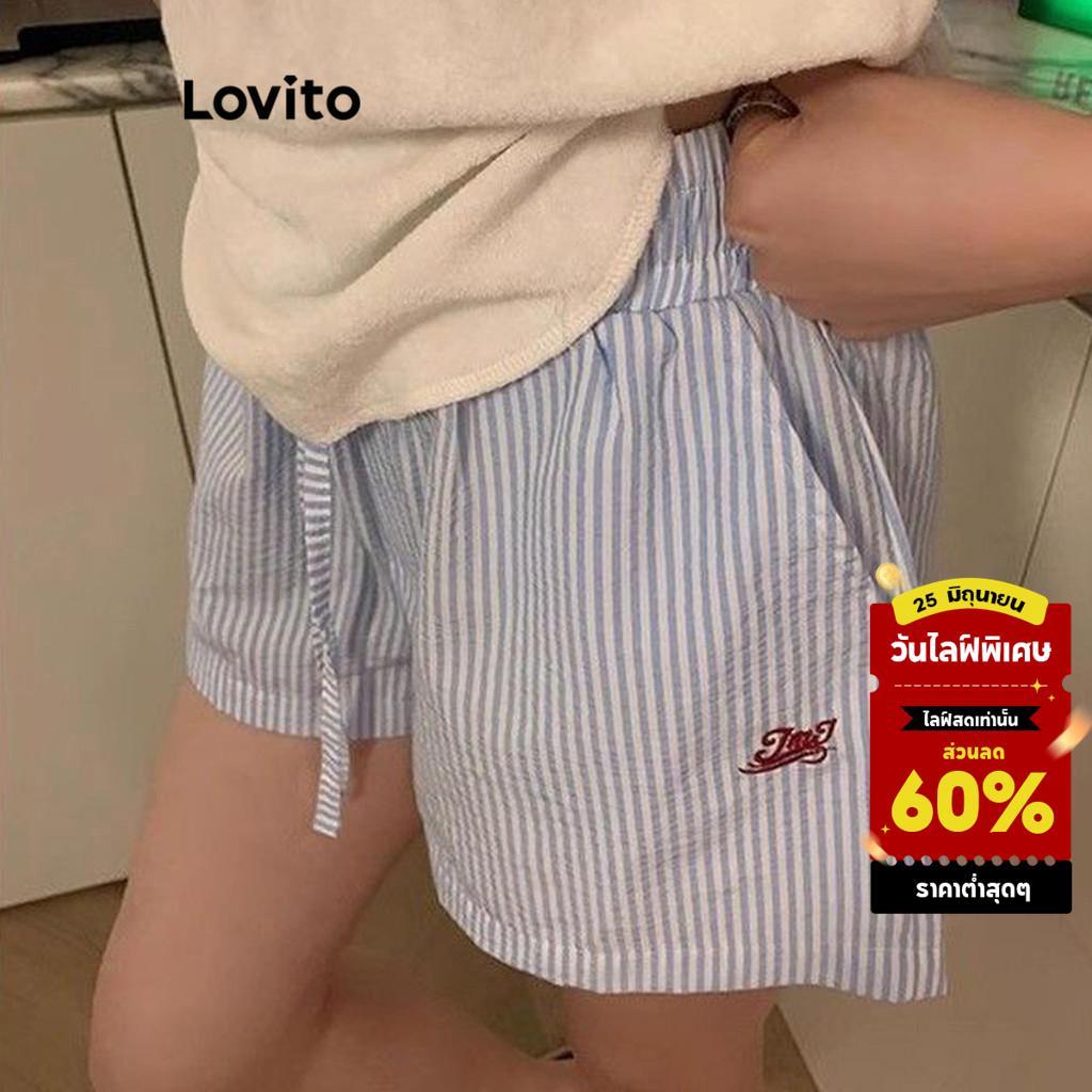 Lovito ลำลอง กางเกงขาสั้นลําลอง ปักลาย สั้น สําหรับผู้หญิง LNA68300