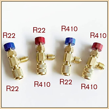 AUKKI คอลโทรลวาล์ว ปิด-เปิด ชาร์ทน้ำยาแอร์ ป้องกันน้ำยากระเด็น สีฟ้าR22 สีแดง R32/R410a เซฟตี้วาล์วน้ำยาแอร์