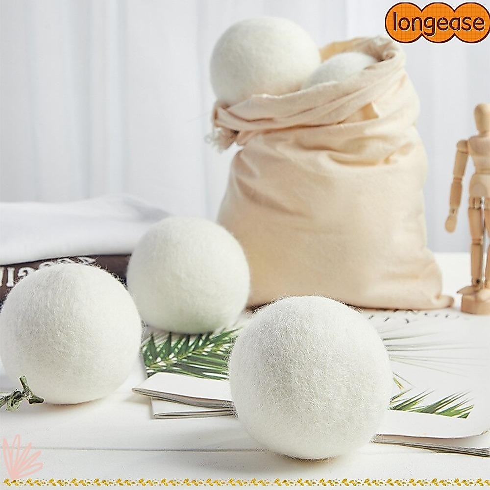 LONGE 6pcs ลูกบอลซักผ้าบ้าน,Reusable Soft Wool Dryer Ball,ปฏิบัติ Accelerated 6-8 ซม.Static-Reduction Softener เสื้อผ้า