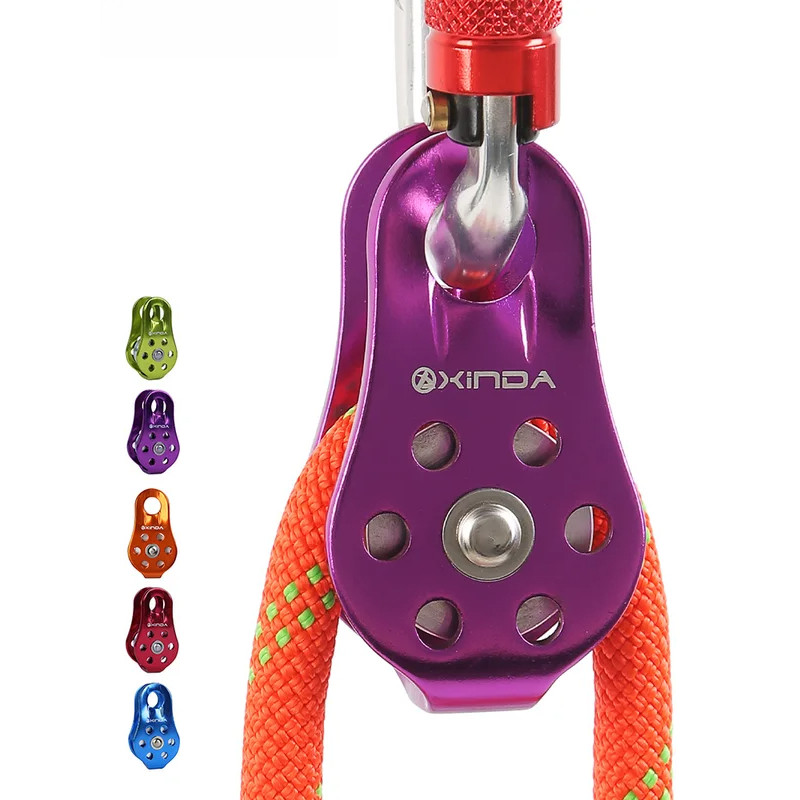 XINDA Rock Climbing Pulley Fixed Sideplate Single Sheave Pulley Outdoor Survival Tool High Altitud T