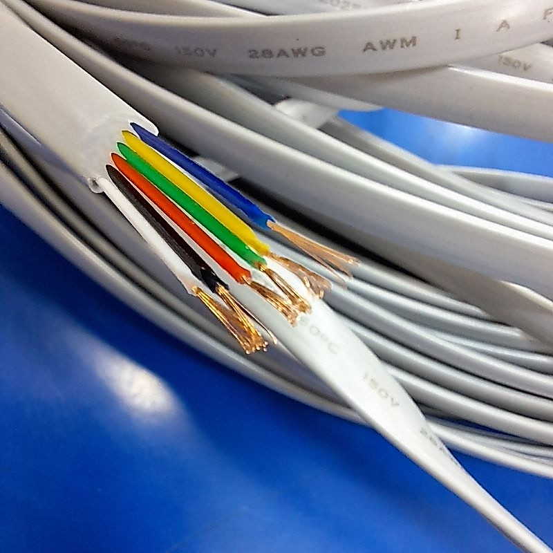 Cable 6 core สายโทรศัพท์ 6 เส้น แบบแบน แบ่งขาย ราคาต่อเมตร เมตรละ 30 บาท