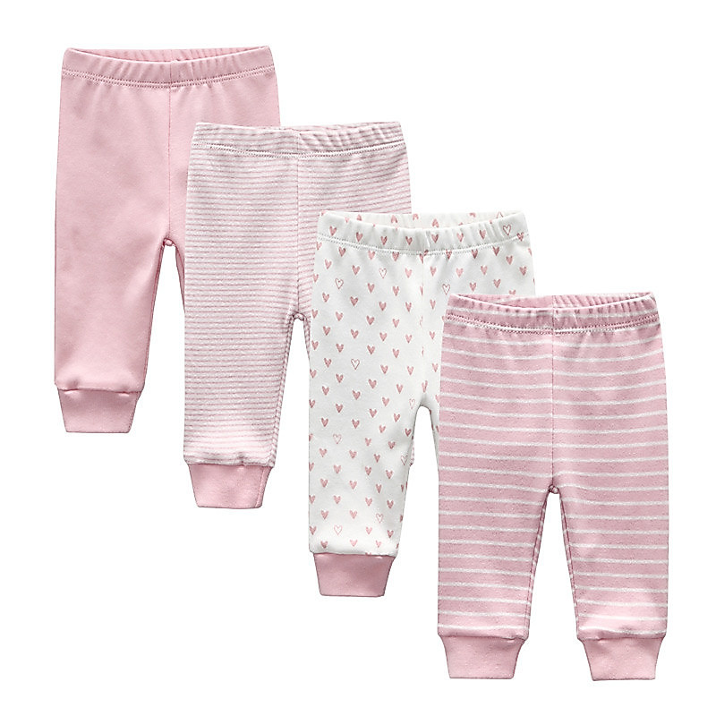 Kiddiezoom 4 ชิ้น Four Seasons Unisex ทารกแรกเกิดเด็กทารกกางเกง 100% ผ้าฝ้ายกางเกงเด็กนุ่ม