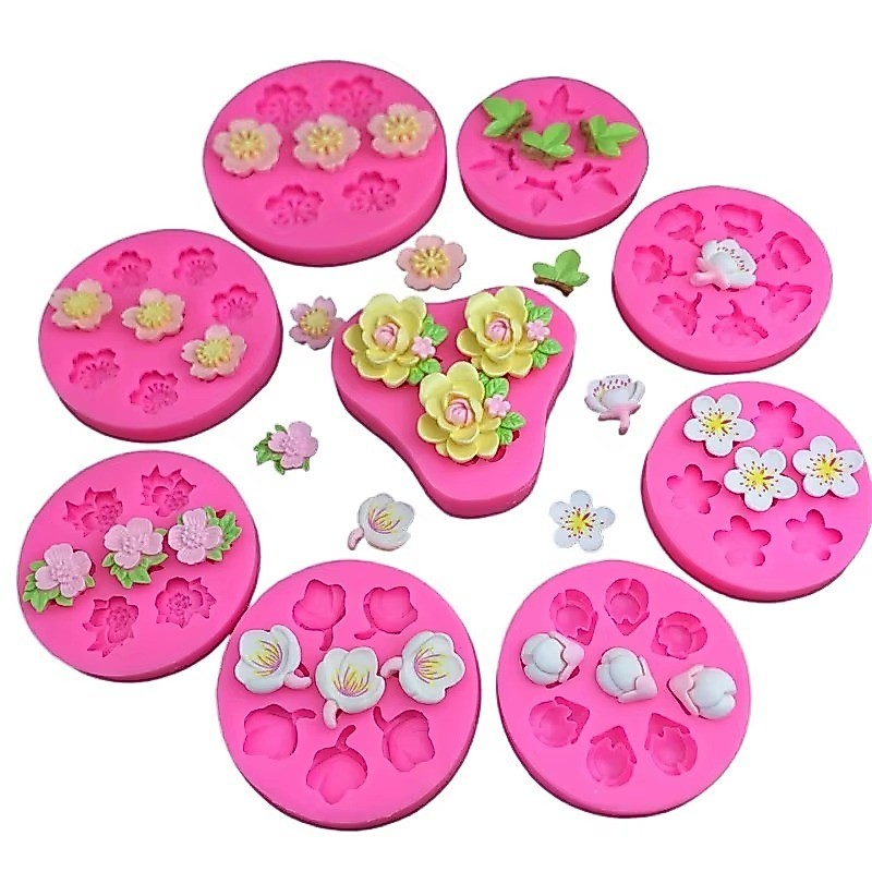 1 ชิ้น Cherry Blossom Peach Blossom ชาดอกไม้น้ําตาลเค้กช็อกโกแลตซิลิกาเจลแม่พิมพ์ DIY ตกแต่งแม่พิมพ์ทําด้วยมือ