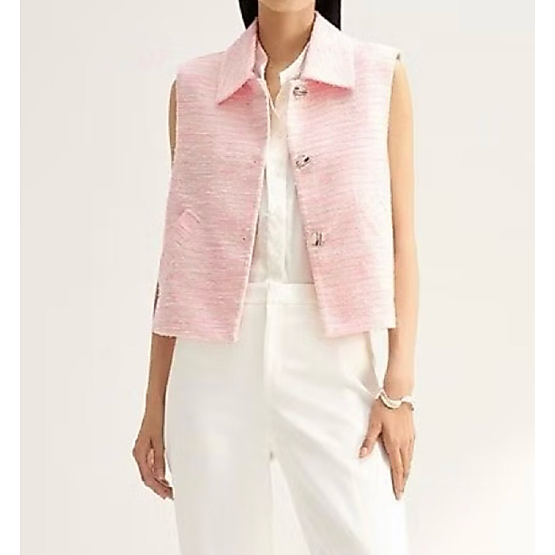 G2000 (SALE 5 วัน) เสื้อเบลเซอร์แขนกุดสีชมพู TWEED JACKET เบลเซอร์ผู้หญิงสไตล์แฟชั่น