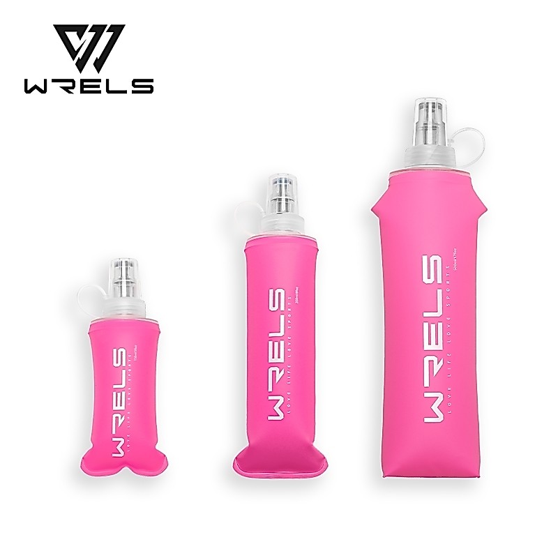 WRALS Pink Tpu Folding Soft Water Bottle Free Of Bpa Outdoor Sports#SH03