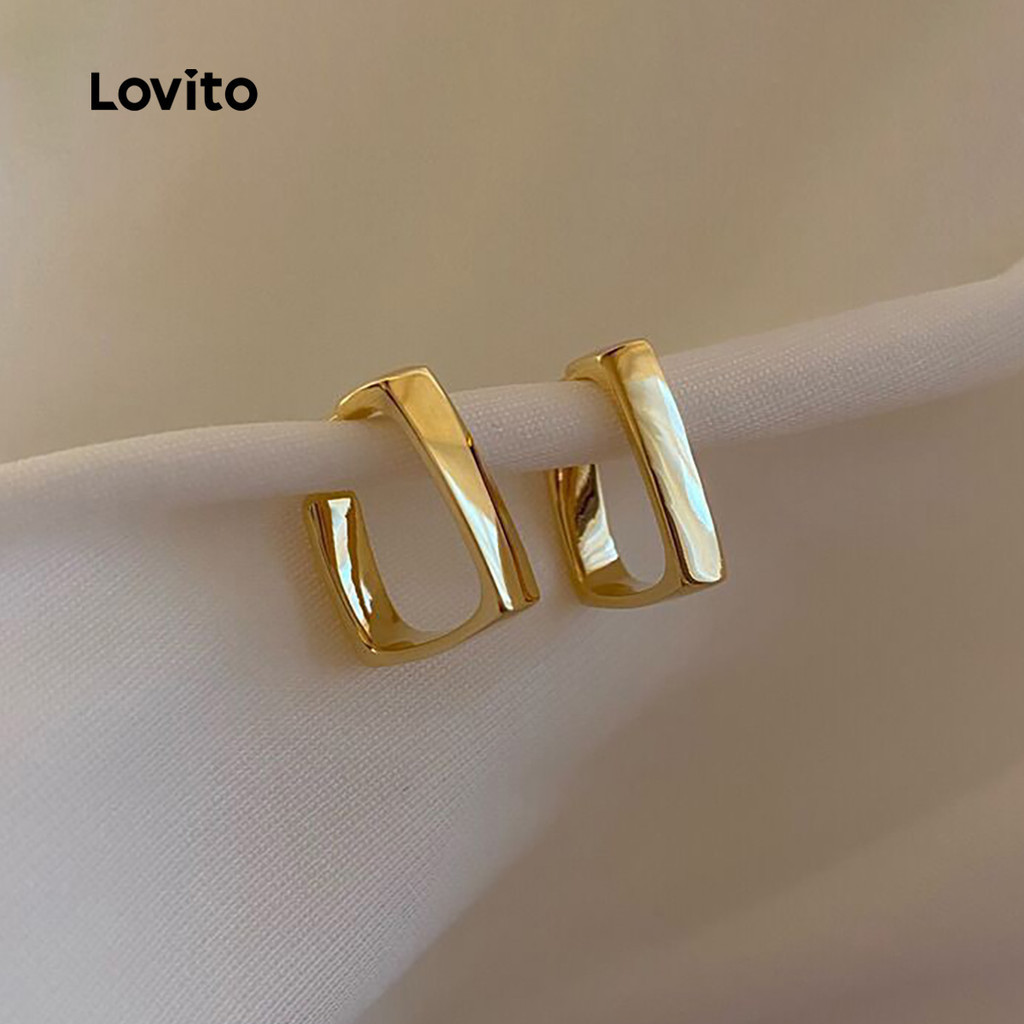 Lovito  ต่างหูแบบเรียบง่ายแบบลําลอง LFA111156