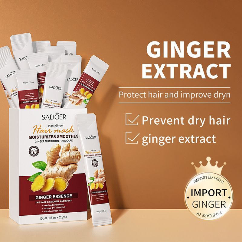 Cross-Border~Strip Ginger Hair Mask SADOER ปรับปรุง Frizz บํารุงนุ่มลื่นแบบพกพาหนึ่งกล่อง 20 แถบ