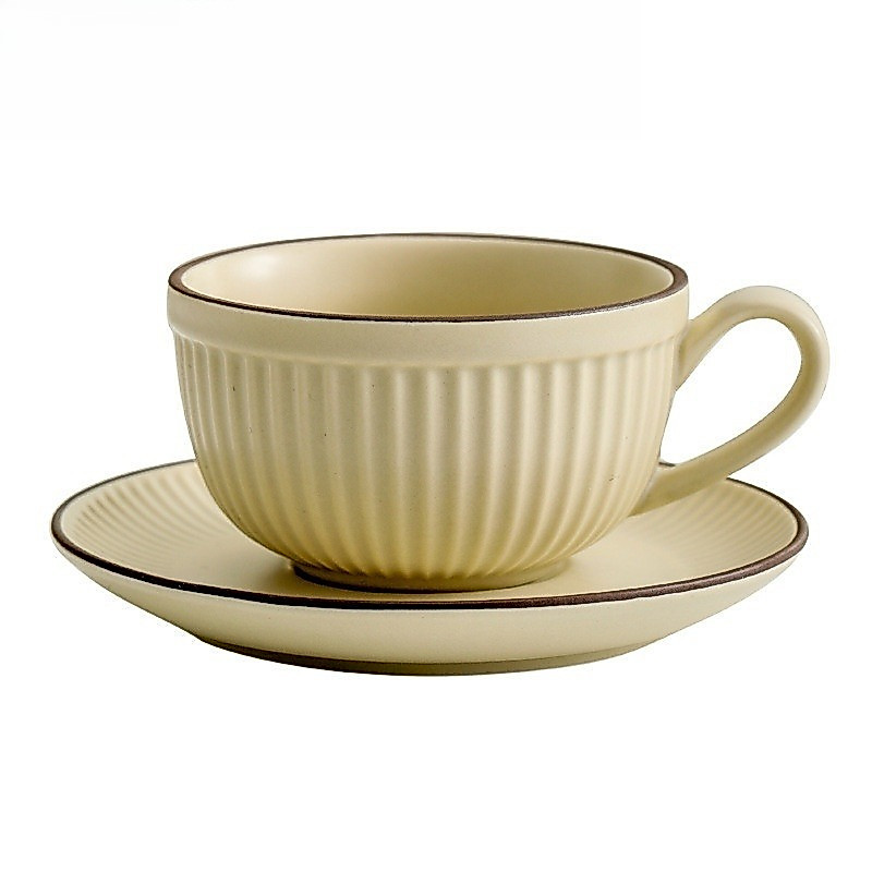 แก้วกาแฟเซรามิค พร้อมจานรอง ครบชุด สไตล์ยุโรป Ceramic Coffee Cup Set สำหรับโต๊ะอาหารและคาเฟ่