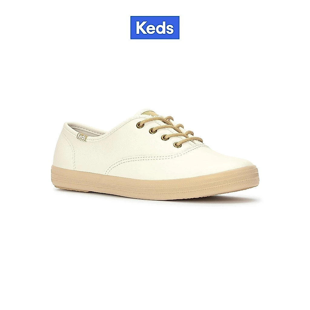 KEDS รองเท้าผ้าใบแบบผูกเชือก รุ่น CHAMPION LUXE LEATHER ROUND LACES สีขาว ( KW-CHAMP-7B-101 )