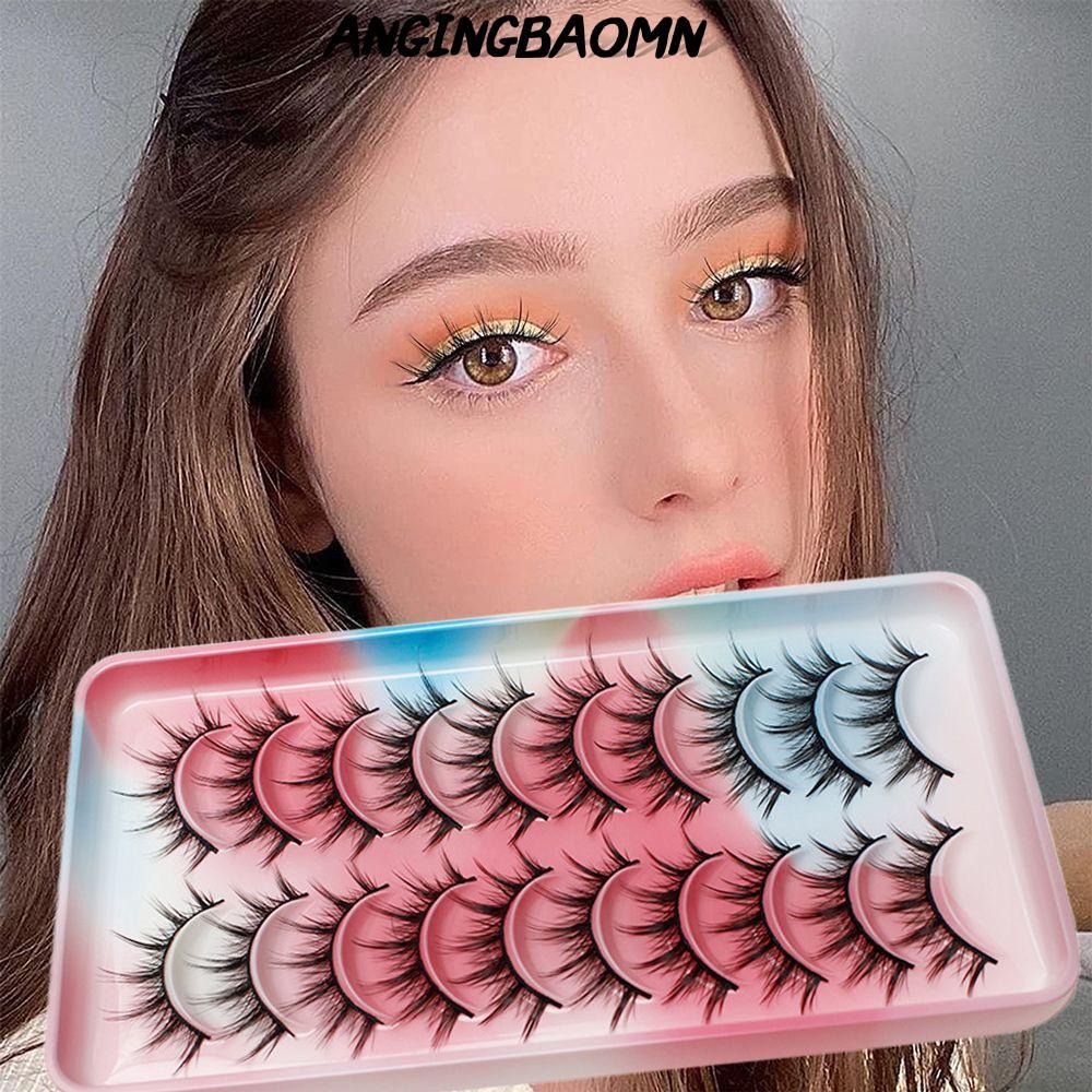 ANGINGBAOMN 10 คู่คอสเพลย์ Lashes Fluffy Fairy Clusters Cat-Eye แต่งหน้าธรรมชาติ Dramatic Mink Lashes