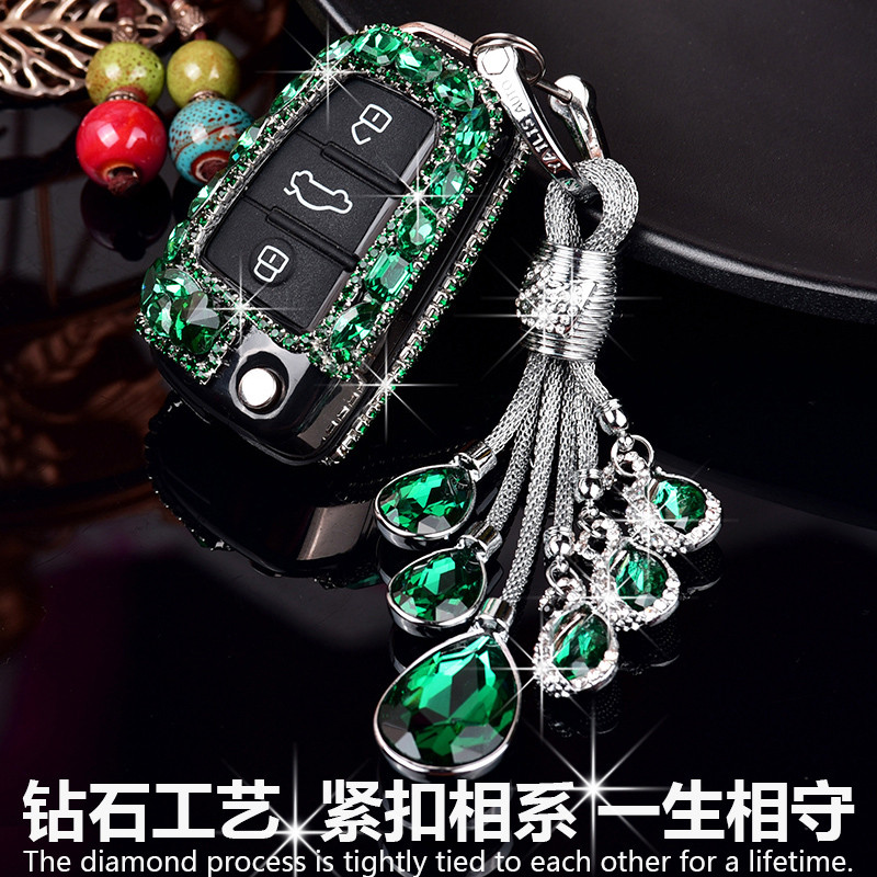 Audi Q3 Key Case A3A5AQ2L Key Case Q7 กุญแจรถป้องกันกรณี A1A6L พวงกุญแจหญิง Q5 เพชร