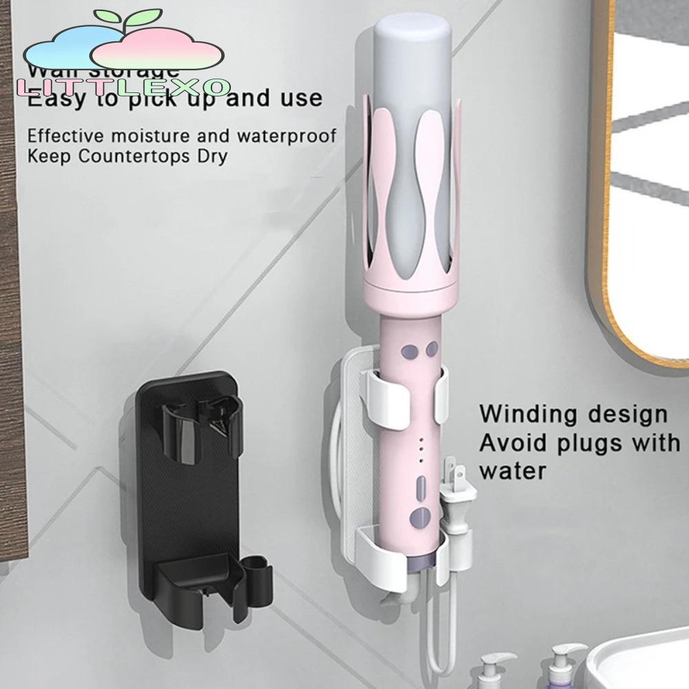 LITTLEX ที่เก็บเครื่องเป่าผม, ประหยัดพื้นที่ Abs Storage Rack Straighteners Holder, Wall Mounted Hair Straighteners Holder Home