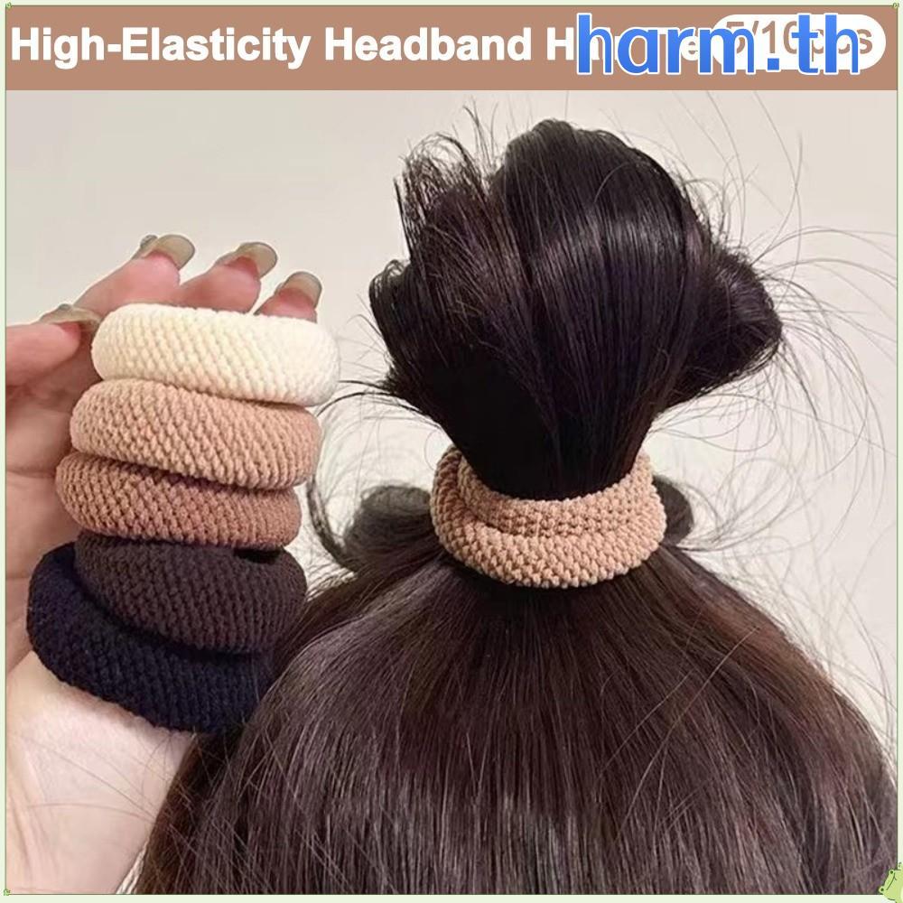 HARM 5/10PCS Scrunchies, Bold หนาความยืดหยุ่นสูงผม Ties,ผสมสีจัดแต่งทรงผมตกแต่งผู้ถือผมหางม้าสําหรับสาว