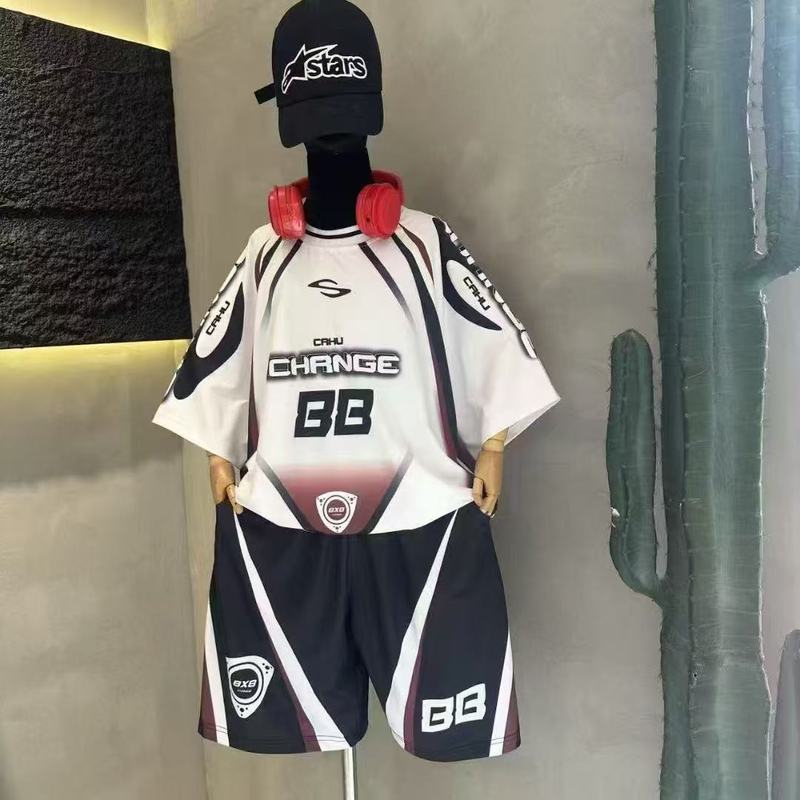 男童篮球服套装新款夏季运动儿童短袖两套美式机车服潮中大童6.29 Boys' basketball outfit set, new summer sports children's short-sle