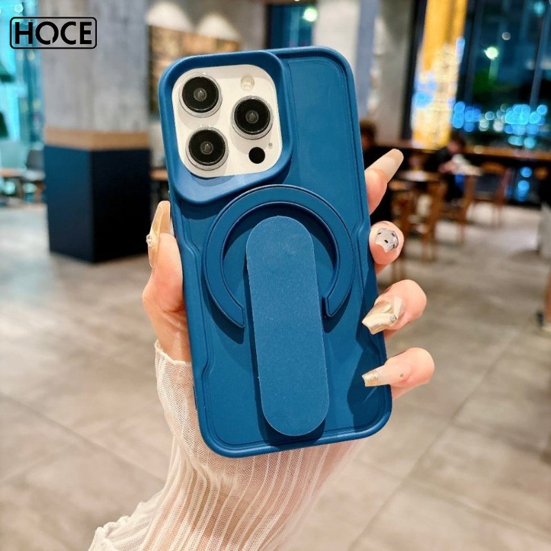 HOCE Push Pull Bracketซิลิโคนอ่อนนุ่มเคสโทรศัพท์แม่เหล็กสําหรับIPhone 17 16 14 15 13 12 11 Pro Max Cover