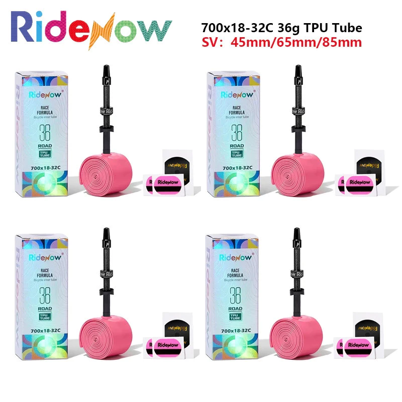 Ridenow ยางในจักรยาน 36g อัพเกรดหัวฉีดโลหะ 700C TPU ยางในท่อด้ายภายนอก 700x18-32c แผนที่จักรยานที่ถอดออกได้แกนวาล์วยางด้านใน