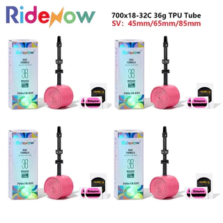 Ridenow ยางในจักรยาน 36g อัพเกรดหัวฉีดโลหะ 700C TPU ยางในท่อด้ายภายนอก 700x18-32c แผนที่จักรยานที่ถอดออกได้แกนวาล์วยางด้านใน