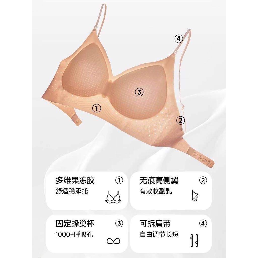 ชุดชั้นในไม่มีรอยต่อระบายอากาศเต้านมขนาดเล็ก Push-Up บางสายคล้องไหล่ Bra ราคา ถูกที่สุด ดีลบีเคเค แกลเลอรีภาพที่ 3