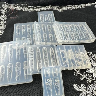 [maybeauty] ดอกไม้โซ่ลูกไม้ฝรั่งเศส 3D แม่พิมพ์อะคริลิคหงส์ตกแต่งเล็บ DIY ซิลิโคนตกแต่งเล็บแม่แบบเล็บเครื่องมือแม่พิมพ์ {TH}
