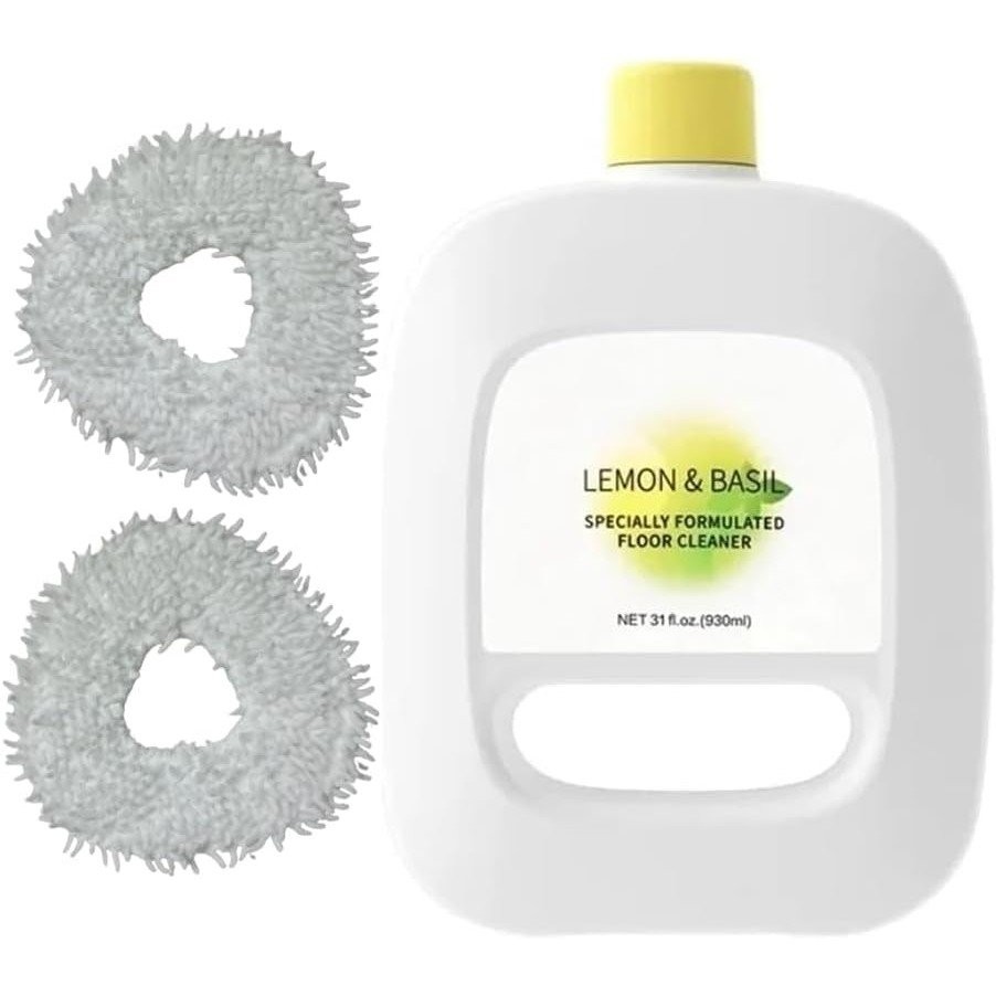 ​​น้ํายาทําความสะอาดแบบเติมสําหรับ Robot Mops - Lemon Basil, Multi-Surface, เข้ากันได้กับ Narwal J4J