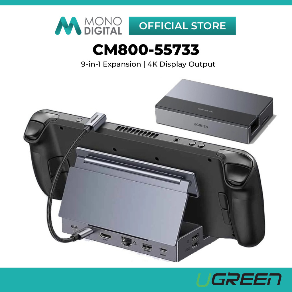 UGREEN CM800-55733 Docking Station USB-C 9-IN-1 พร้อม PD100W อันทรงพลังสําหรับ Steam Deck, 4K120HZ, 