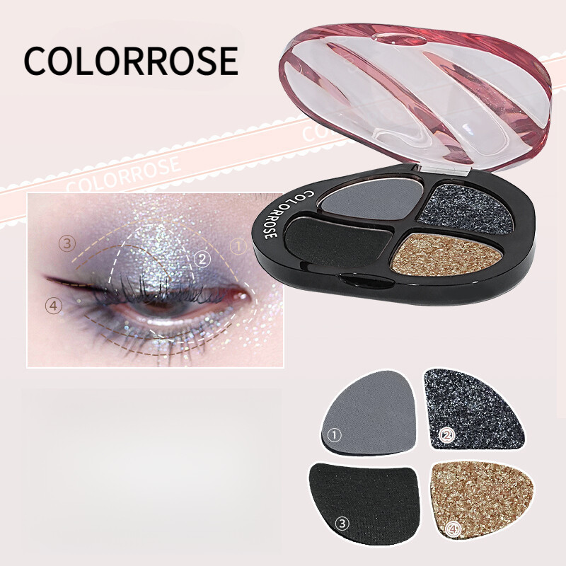 COLORROSE อายแชโดว์พ็อกเก็ต 4 สีแบบพกพา Smoky Matt Earth Pearl