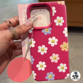 เคสหนังเนื้อนิ่มสีแคนดี้ For iPhone 13 เคส TPU ดอกไม้สีสันสดใสน่ารัก For iPhone15 11 14 13 12 16 Pro Max XS XR 7 8Plus