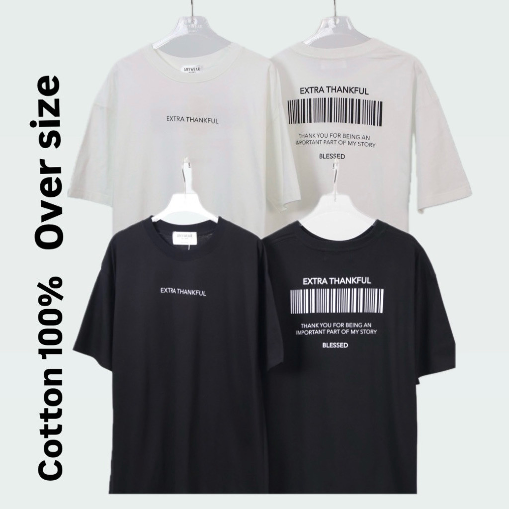 (COD ส่งจากไทย) BOOM เสื้อยืด  oversize cotton 100% คอกลม แขนสั้น  งานป้าย Anywere