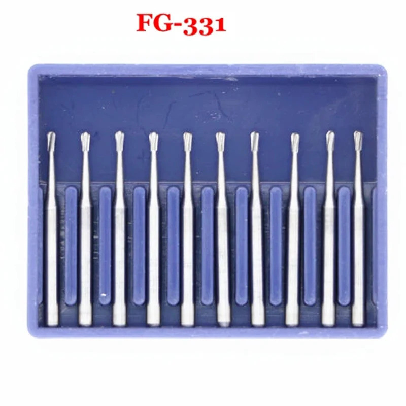 10 ชิ้น/แพ็คทันตกรรมทังสเตนคาร์ไบด์ Burs FG- 329,FG-330,FG-331,FG-332,FG-333 Pear Shape Bur สําหรับ 