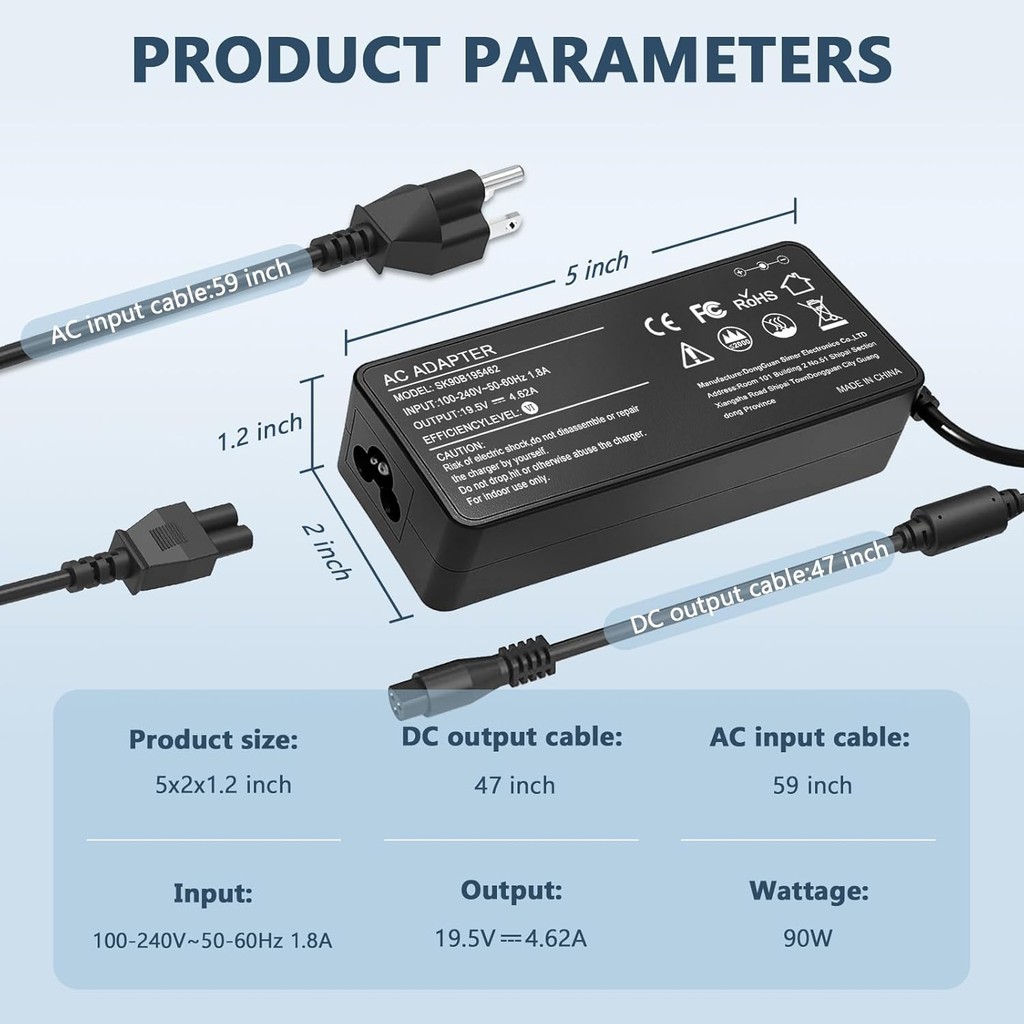 90W Universal AC Adapter แล็ปท็อปชาร์จใช้งานร่วมกับ HP Dell Lenovo Acer Asus Toshiba Samsung IBM Son