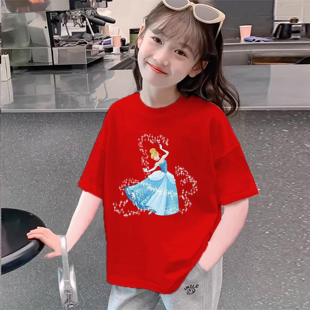 (จัดส่งตลอด 24 ชั่วโมง)พร้อมส่ง  เสื้อยืดแขนสั้นเด็ก เสื้อยืด cotton 100 คอกลม ใส่สบาย แขนสั้นพิมพ์ล