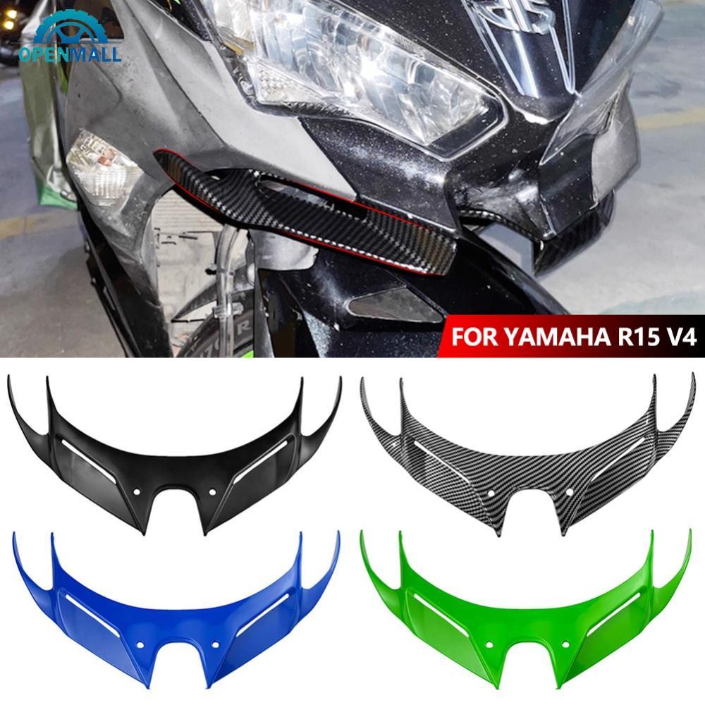 OPENMALL รถจักรยานยนต์ Aerodynamic Wing Shark Fin Air Intake Wing คางด้านหน้าสปอยเลอร์และลม Splitter