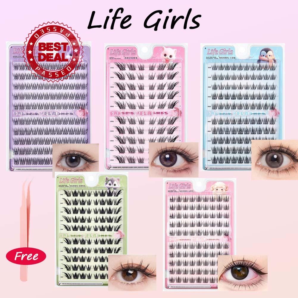 Life Girls กาวฟรีขนตาปลอม Sunflower Natural Set Lazy Eyelash Segmented False I8n7