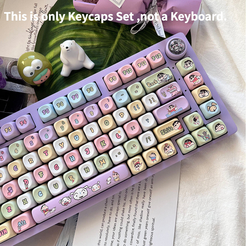Crayon Shinchan MOA ความสูงน่ารักการ์ตูน Keycap Mechanical และ Adapts Alice คีย์บอร์ดหมวกที่กําหนดเอ