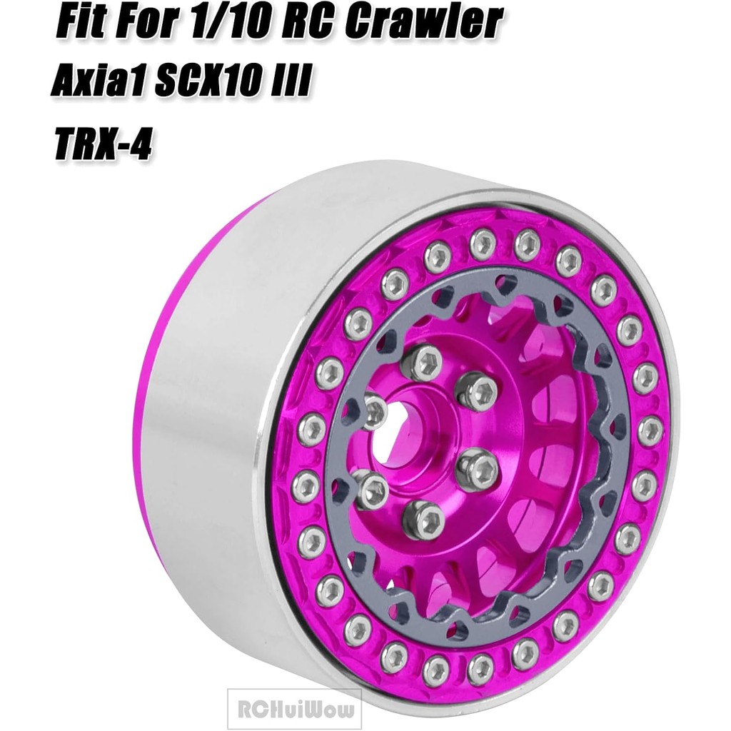 RC 1.9 Beadlock ล้อสําหรับ 1/10 RC Crawler TRX4 Axia1 SCX10 III,โลหะผสมอลูมิเนียม 1.9 rc Beadlock ขอ