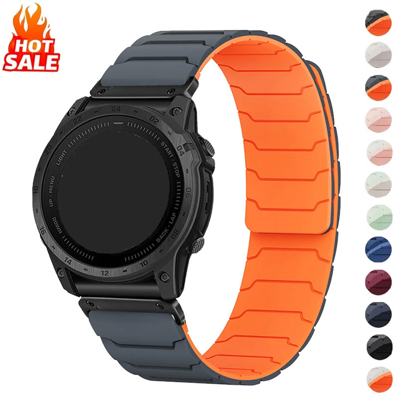 Quick Fit สายซิลิโคนแม่เหล็ก 22mm/26mm ใช้งานร่วมกับ Garmin Fenix 8 51mm/47mm, Fenix 7/7X/6/6X Pro, Epix Pro Gen 2, Fenix 5/5X, Fenix 3 Sport Band