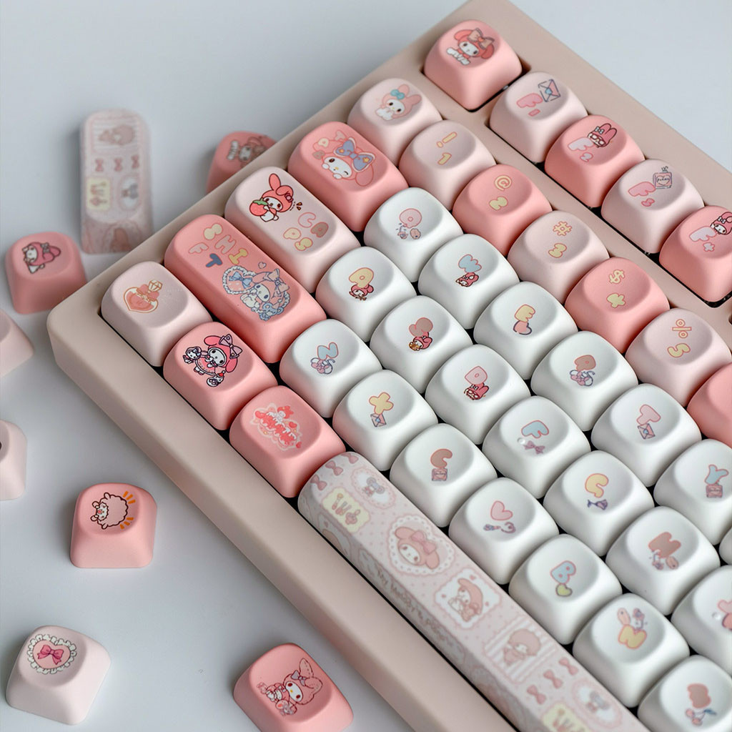 Melody Keycaps MOA โปรไฟล์ 130 คีย์ PBT Dye Sublimation Wooting Aula F75 RK100 Mechanical Keycaps กา