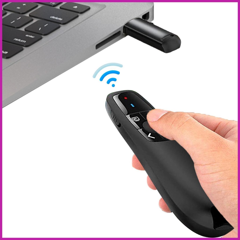 Presentation Clicker ชาร์จ USB Presentation Clicker PPT Pointer RF 2.4GZ Wireless Presenter พร้อม Re