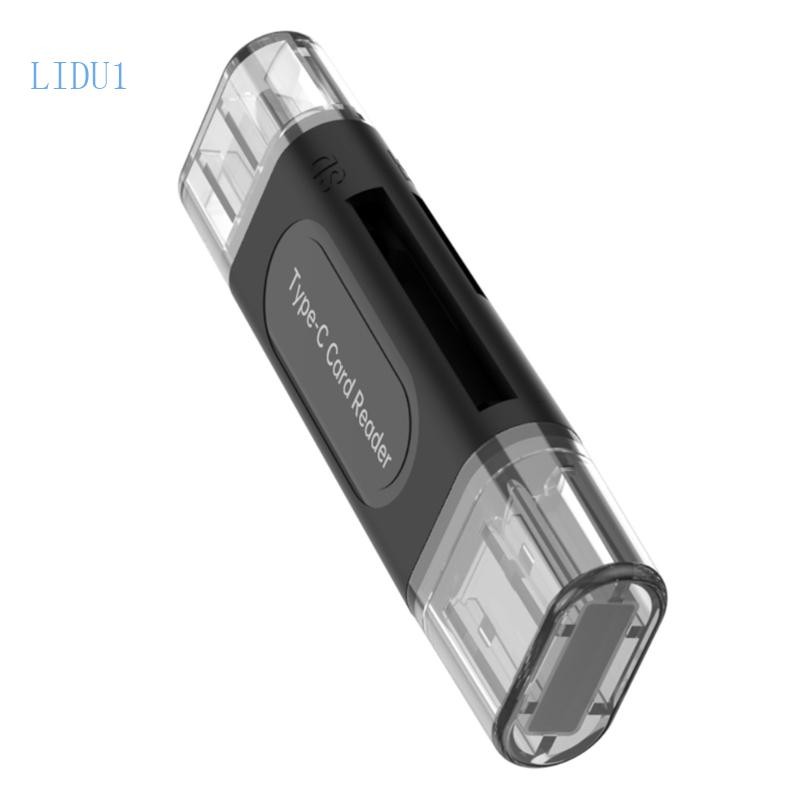 LIDU1 สองอินเทอร์เฟซเครื่องอ่านการ์ดสําหรับคอมพิวเตอร์ประเภท C โทรศัพท์ SDTF การ์ด 128GB USB2 0 ปลั๊กฟังก์ชั่นการเล่น