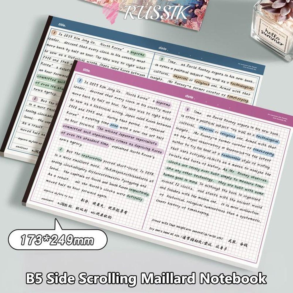 RUZSIK 20 แผ่น/หนังสือ Notepad, B5 Tearable B5 Notebook, Multifunctional แนวนอน Paperpad นักเรียน