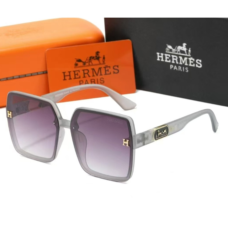 HERMES แว่นกันแดดน้ำหนักเบา สไตล์สำหรับทั้งผู้ชายและผู้หญิง สีดำ