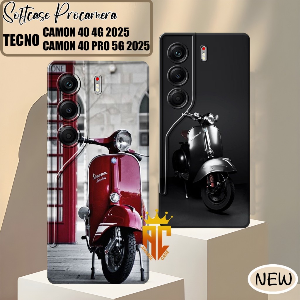 Softcase Tecno Camon 40 4G / Tecno Camon 40 Pro 4G / 5G 2025 ล่าสุด Cool Aesthetic Vespa Motif Casin