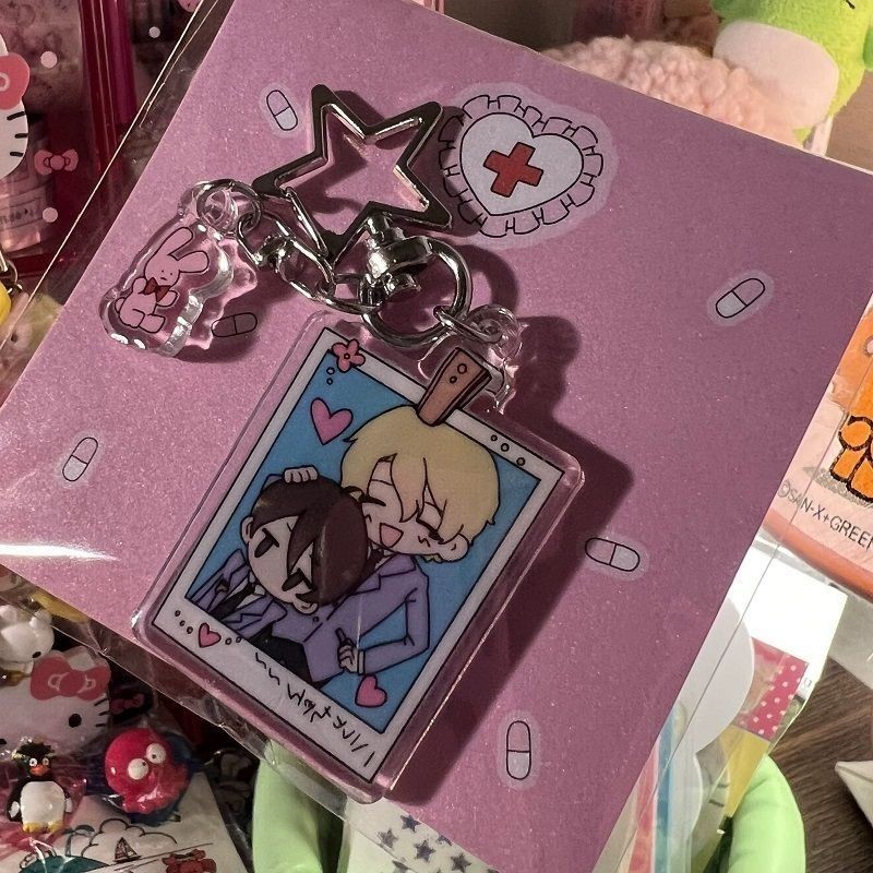 Ouran High School Host Club อะนิเมะพวงกุญแจผู้หญิง Suou Tamaki อะคริลิค Key Chain Man Fujioka Haruhi Key แหวนจี้