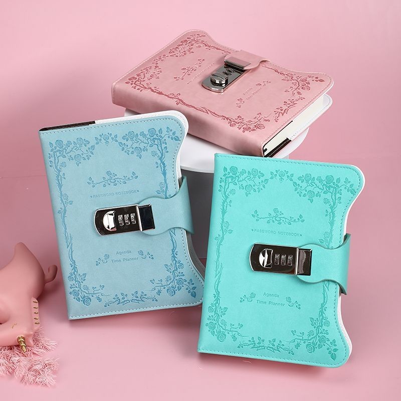 Password Book Creativity#Diary Student Girl remai Thickened Notebook with Lock8cc Stationery Journal
